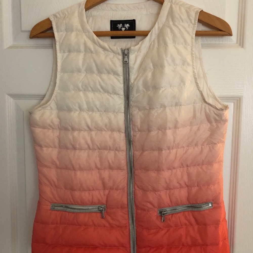 FRIME down full zip ombré vest S zippered pockets